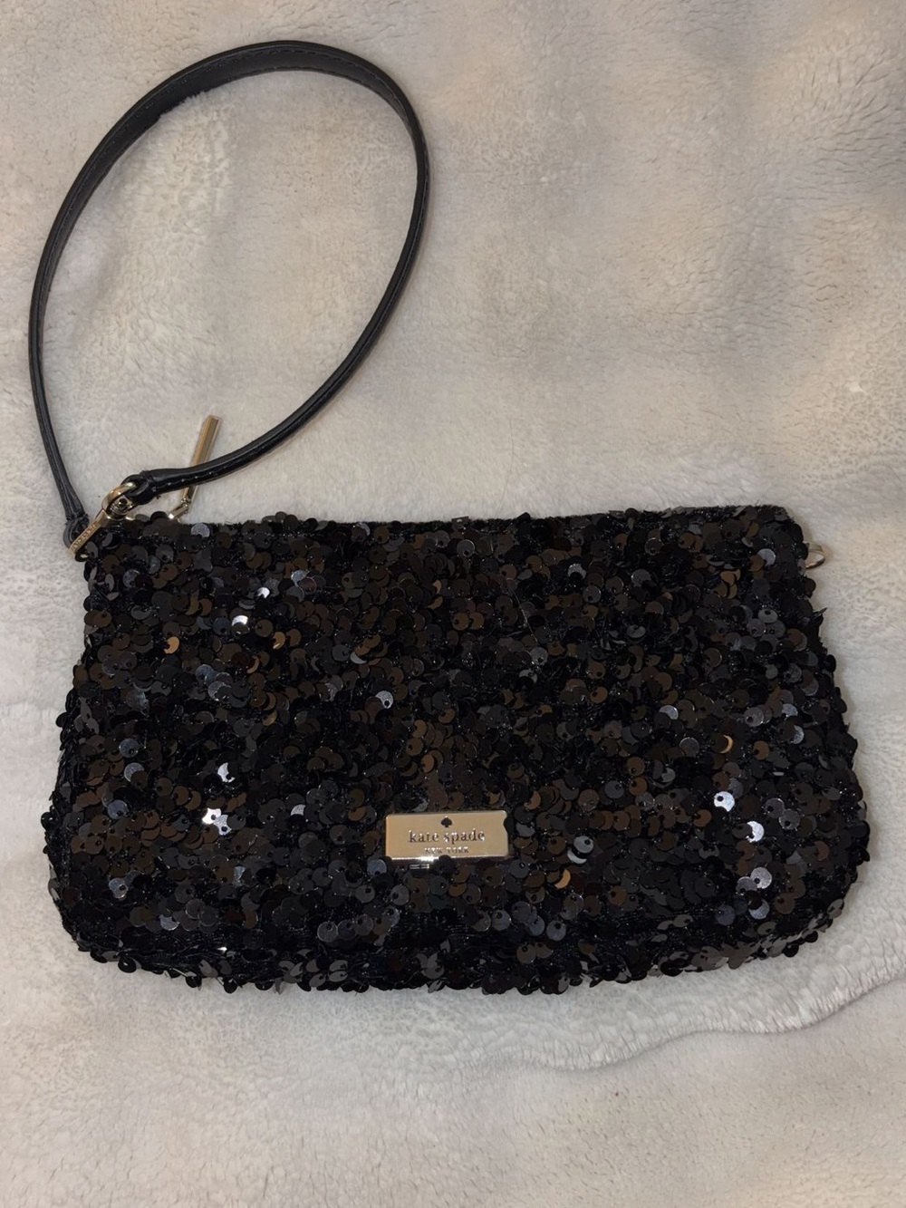 Kate Spade Black Sequin Kiki Wristlet